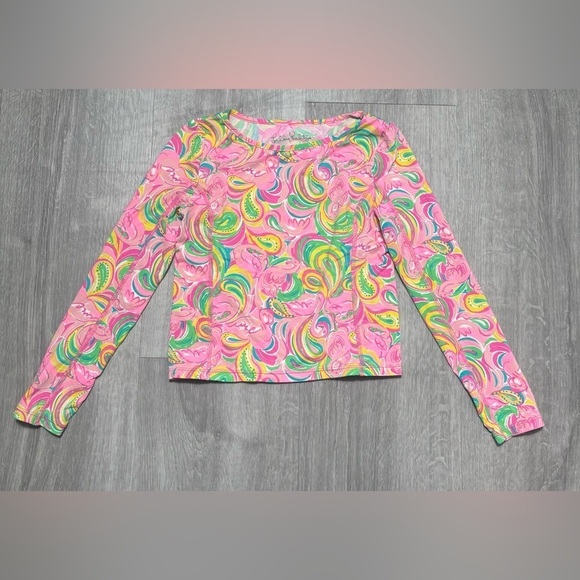 Lilly Pulitzer Girls All Nighter Flamingo Swim Top Size 6 - Picture 1 of 5